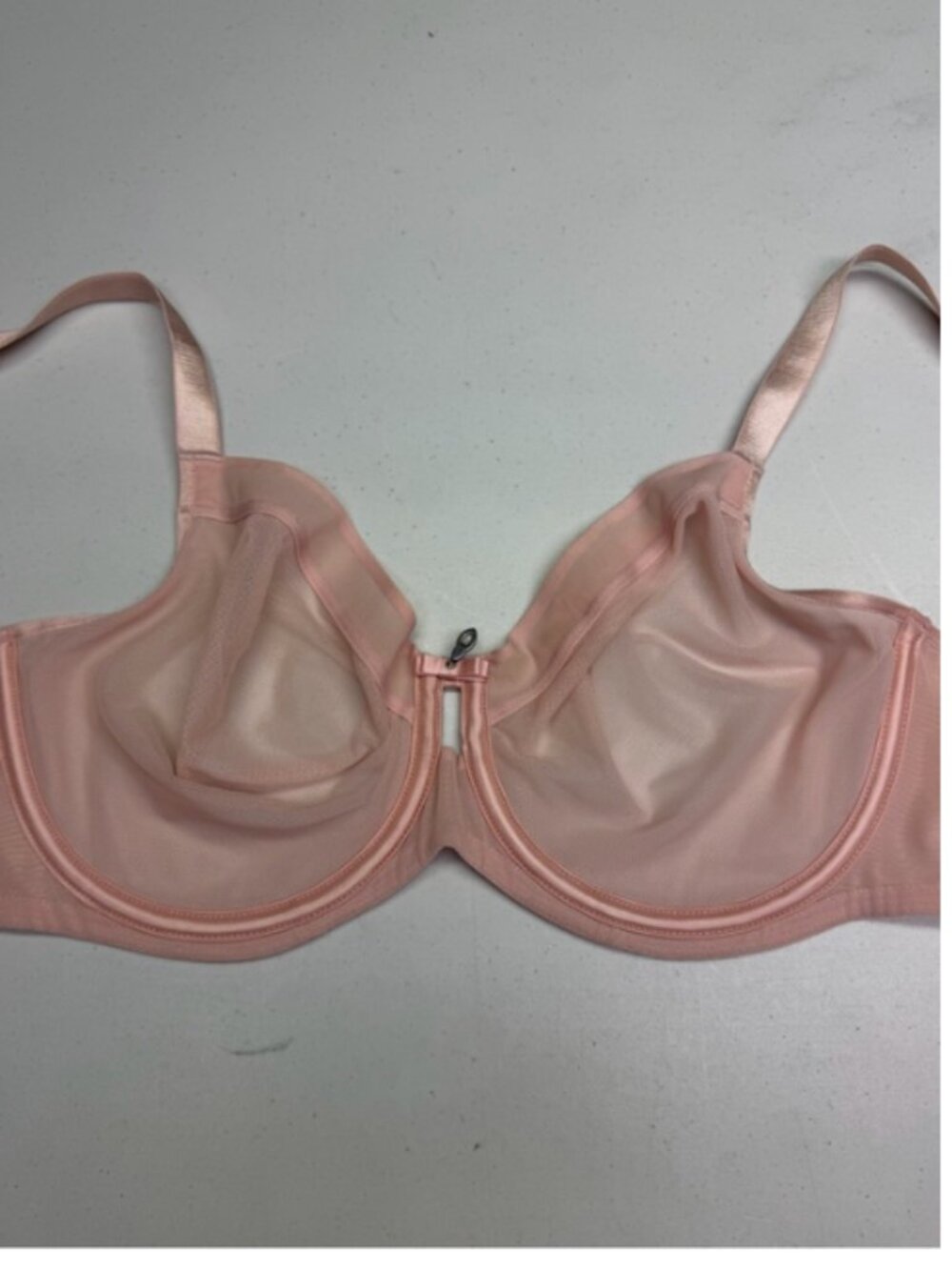 Curvy Couture Sheer Mesh Unlined Underwire Blush Pink 38D Full Coverage *P1014